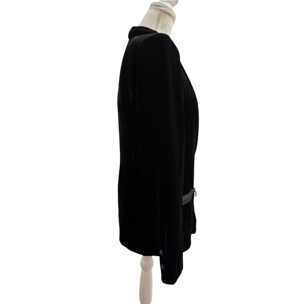 PAIGE Karissa Black Velvet Double Breasted Blazer Zip Pockets Size S - Picture 3 of 10